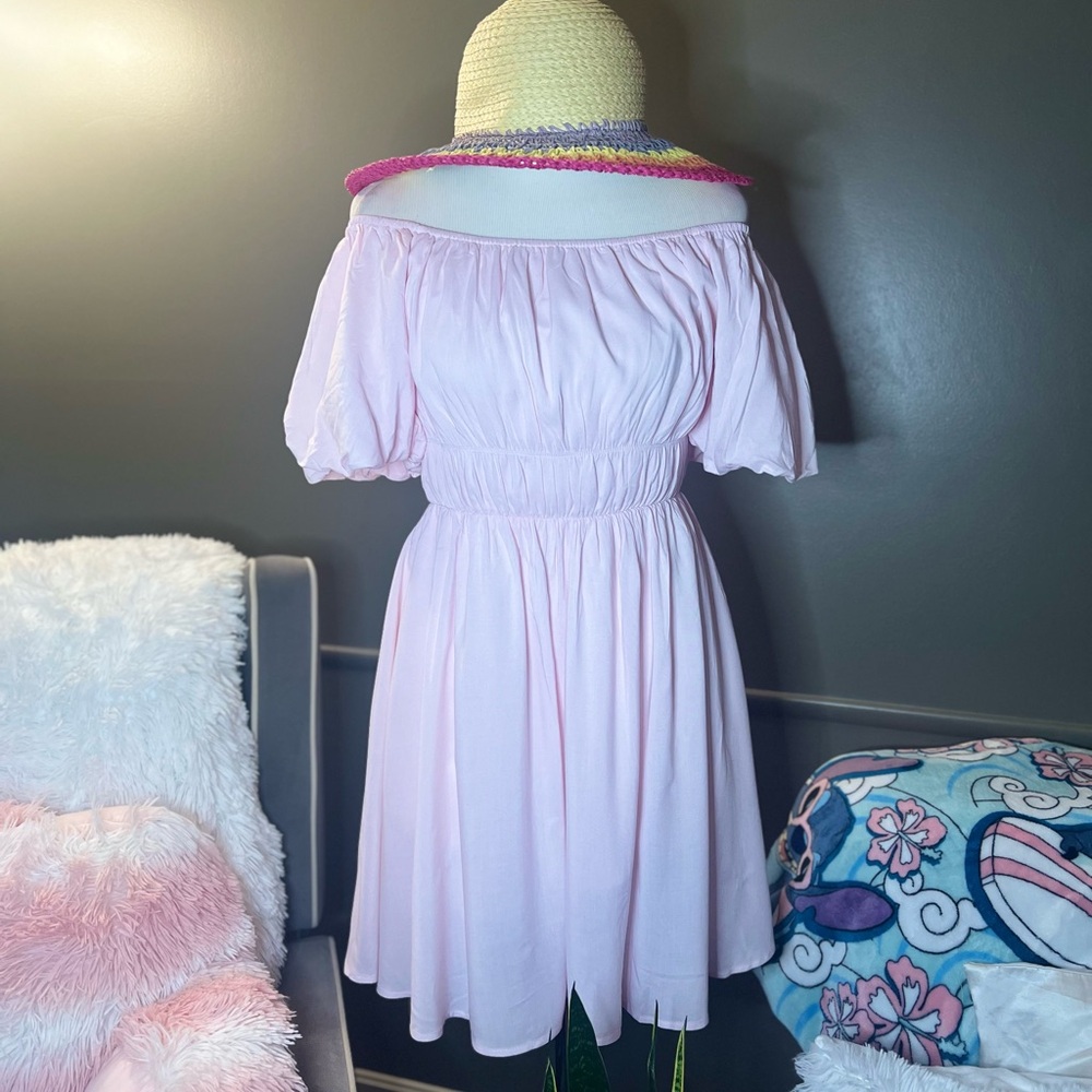 Syzri size S pink off shoulder ruffle mini dress